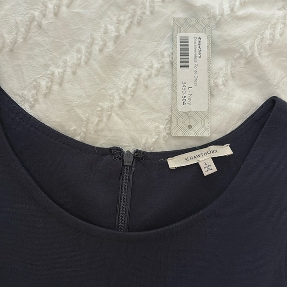 Sleeveless Ponte Dress, Navy Blue, Size Large - Picture 1 of 6